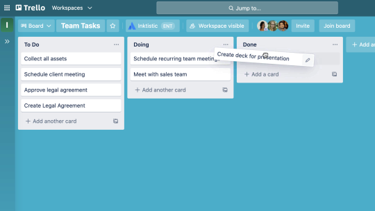 A view of moving a card on a Trello board