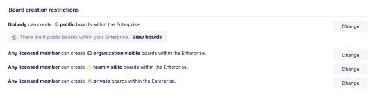 An image showing board creation restrictions for a Trello Workspace