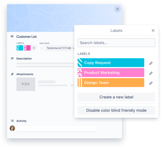 An image showing how to add labels to Trello cards