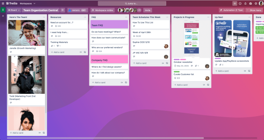 An image showing a team resource Trello board