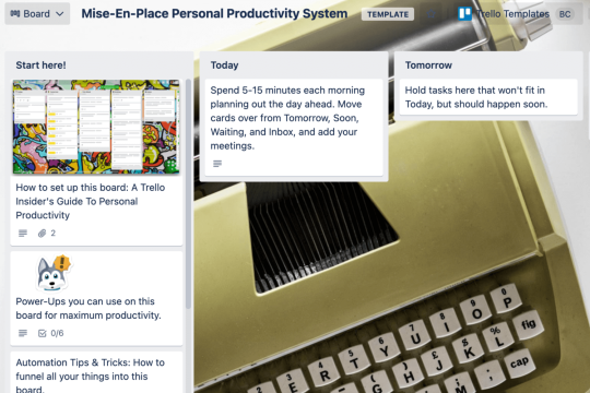 Image to show how a board can split up work into lists for personal productivity.