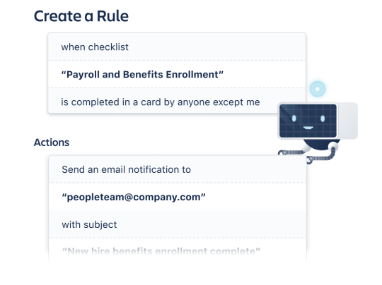 An image showing how to create automation rules for a Trello board