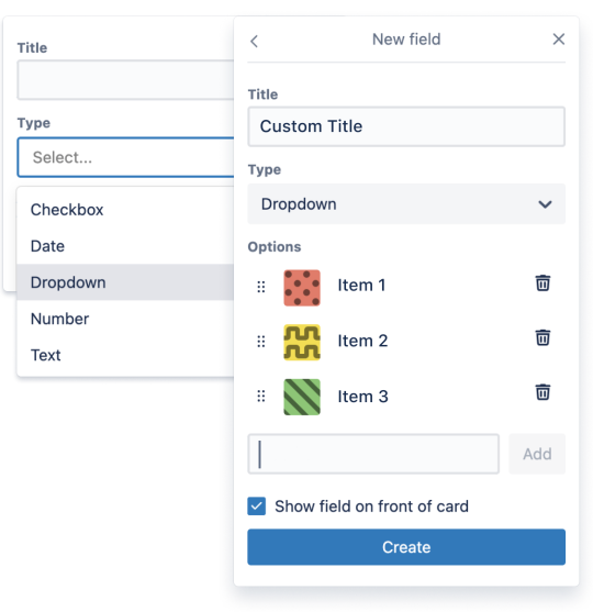 An image showing how to create Custom Fields for a Trello board